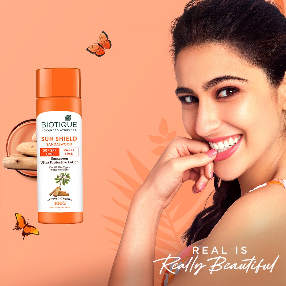 Sun shield sandalwood 50+spf suncreen lotion