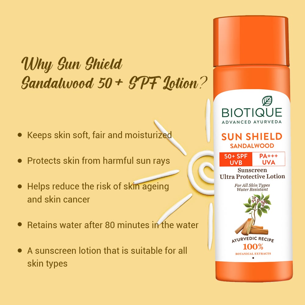 Sun shield sandalwood 50+spf suncreen lotion