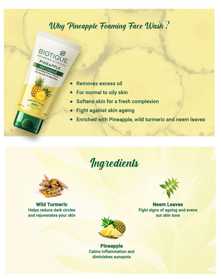 Pineapple oil control foaming face wash A+ image