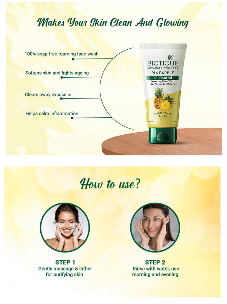 Pineapple oil control foaming face wash A+ image
