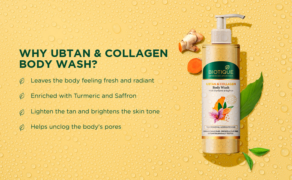 Biotique ubtan & collagen body wash 200ml A+ image
