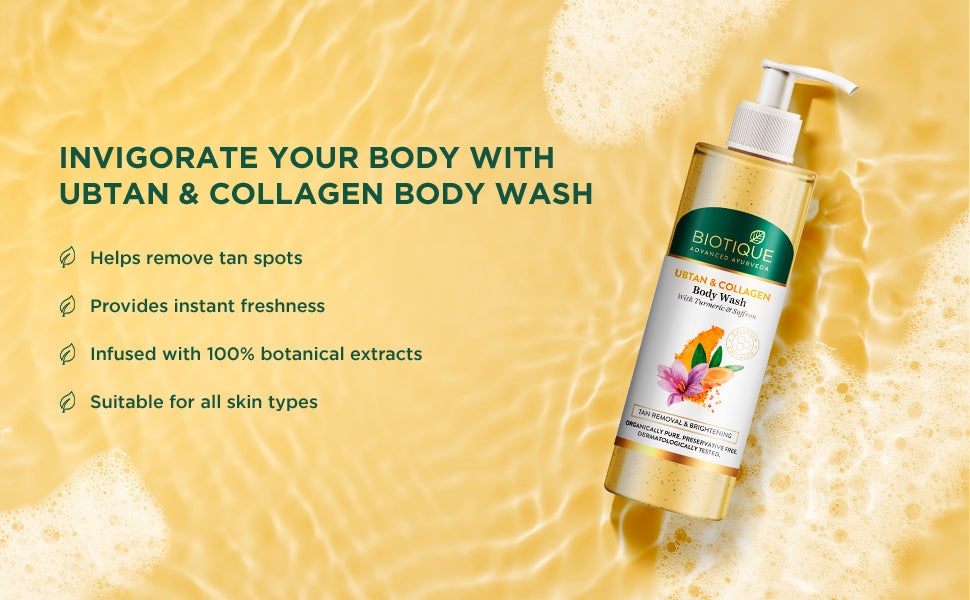 Biotique ubtan & collagen body wash 200ml A+ image
