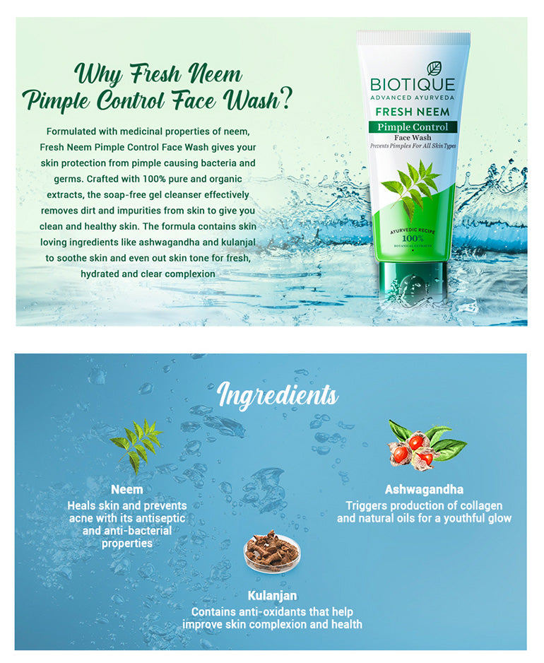 Fresh neem pimple control face wash A+ image