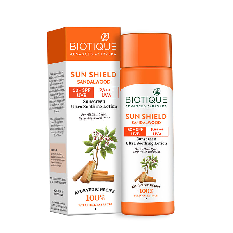 Sun shield sandalwood 50+spf suncreen lotion
